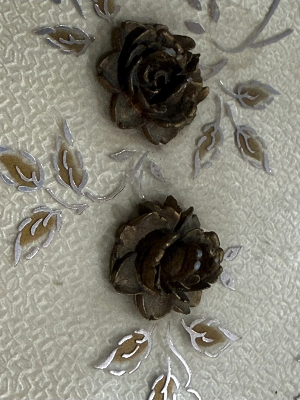 Mid Century Hollywood Regency Hand Held Mirror with Floral Detail 1950’s